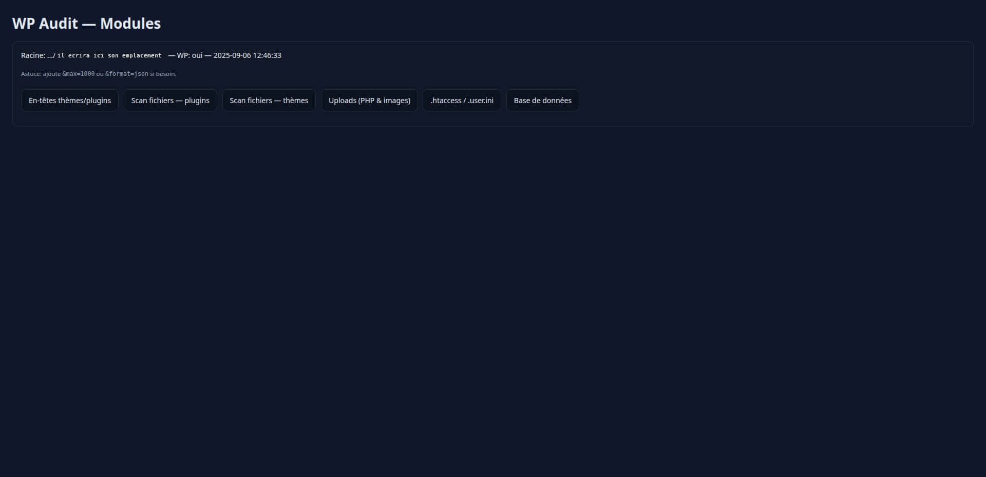 audit_index.php c'est le tableau de bord de ce module multi composant.